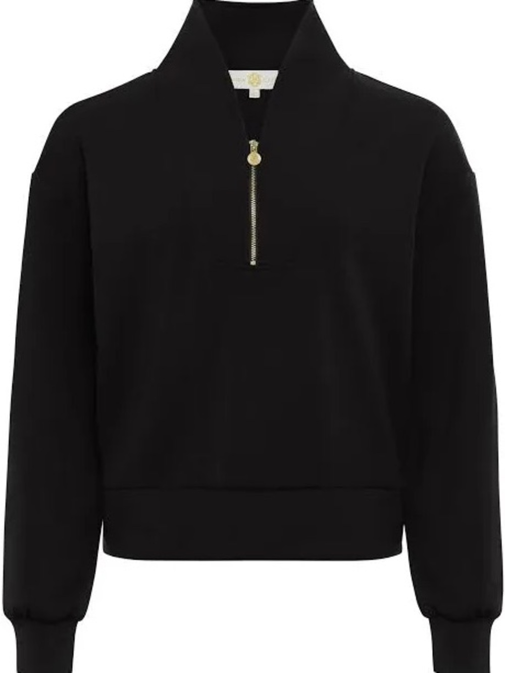 Monrow Black Terry Half-Zip Pullover Sweater NWT $188 Sz Small